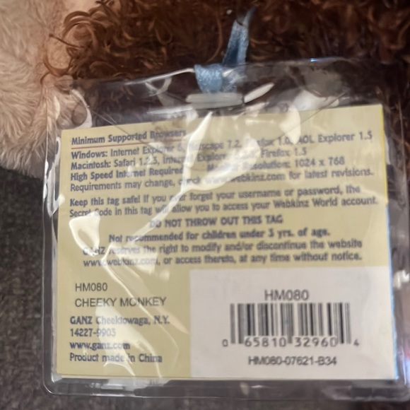WEBKINZ Ganz CHEEKY MONKEY HM080 w/hang & but Tag No Code plush stuffed animal - Picture 14 of 14
